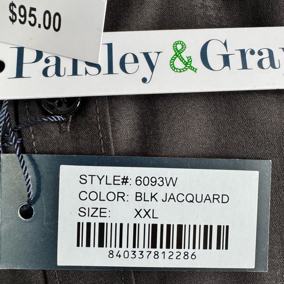 NWT! Paisley & Gray Mens Slim Fit Long Sleeve Button Up Black Jacquard Size XXL - Picture 3 of 3